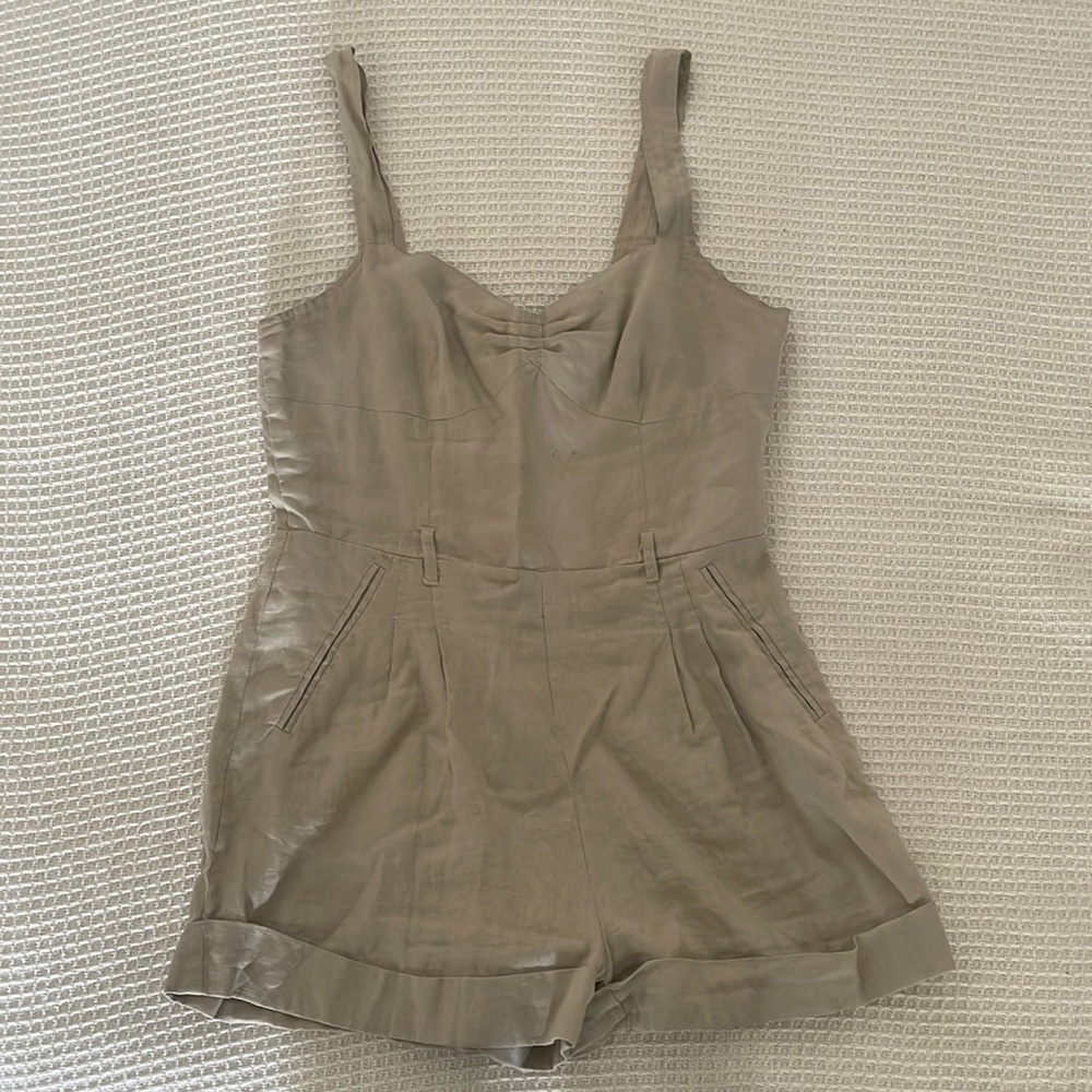 Beige Linen Romper